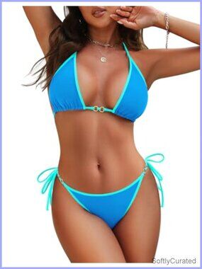 Two Piece Bikini Set Halter Triangle Swimsuit Bathing Suit